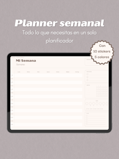 Planificador semanal digital aesthetic