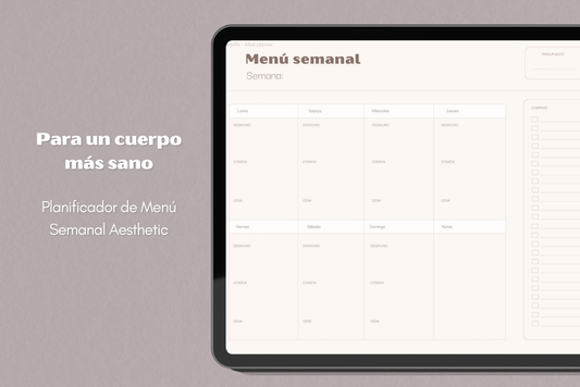 Menú semanal digital aesthetic